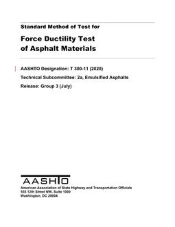 AASHTO T 300-11 (2020)