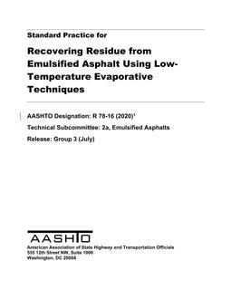 AASHTO R 78-16 (2020)