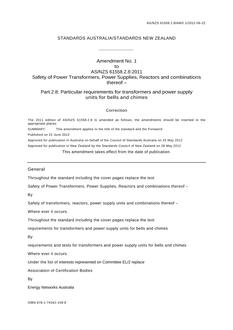 AS/NZS 61558.2.8:2011 AMDT 1