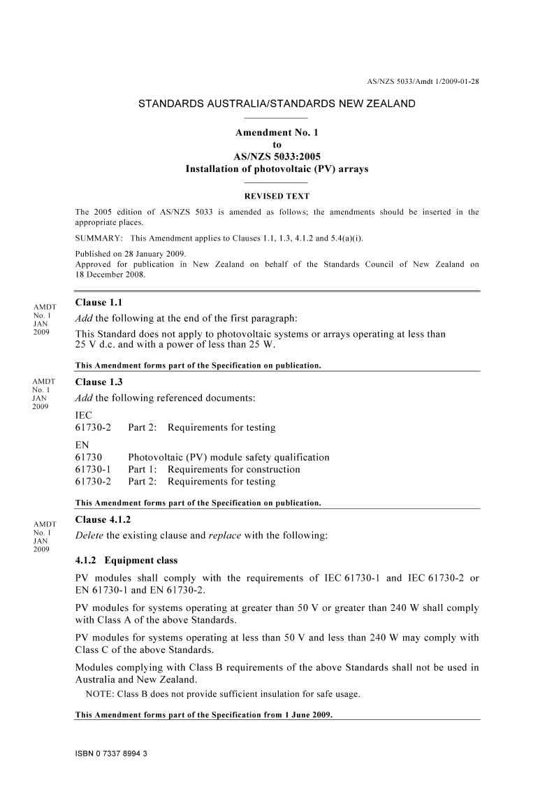 AS/NZS 5033:2005 AMDT 1
