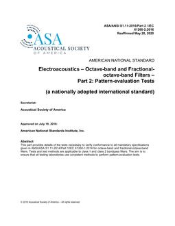ASA S1.11-2016/Part  2 / IEC 61260:2-2016 (R2020)