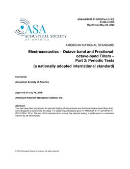 ASA S1.11-2016/Part  3 / IEC 61260:3-2016 (R2020)