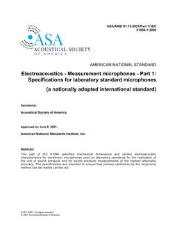 ASA S1.15-2021/Part 1/ IEC 61094- 1:2000