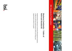 BS BUSINESS CONTINUITY-TABLE OF STANDARDS